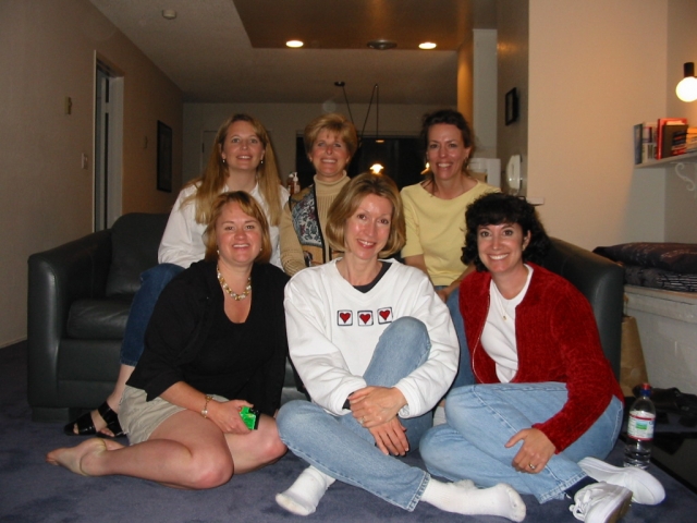 Karin Berg, Dorita Zublin, Carol Gesell, Valerie Hostie, Aprelle Oliver, and Barbara Small in 2002 at Valeries beach condo in Pajaro Dunes